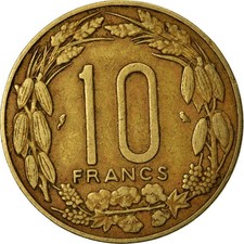 Central African States | 10 Francs CFA | Antelope | Crops | Km:2A | 1965 - 1972 picture