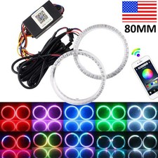 2pcs/ RGB 80mm LED Light Guide Angel Eyes Halo Rings for Car Headlights Retrofit picture