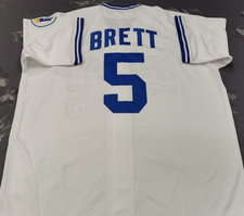VINTAGE George Brett #5 Royals Throwback White Sewn Stitched Jersey. picture