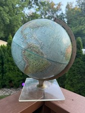 Vintage World Book Globe Replogle Raised Relief 12