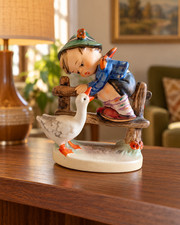 Vintage Goebel M.I. Hummel Barnyard Hero #195 2/0 TMK-3 Boy & Goose picture