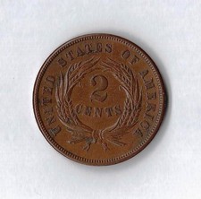 USA 1864-1868 Two Cent Piece Coin 2c G / VG Average Circulated - Random Date picture