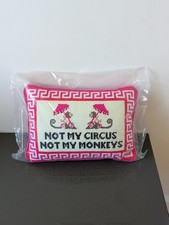 Not My Circus Not My Monkeys  Needlepoint Pillow By Furbish NIP M74 picture