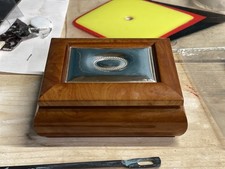 Vintage Italian Stamped Sterling Silver & Wood Trinket Box picture