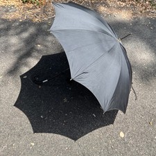 EARLY VINTAGE HAAS JORDAN ACETATE UMBRELLA PARASOL MADE IN TOLEDO OHIO Black picture