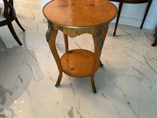 $1300 Antique French Style Leather Top Desk Table Ormolu Trim One Drawer picture