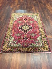 On Sale Genuine Hand Knotted Vintage Area Rug Geometric Tabrizz 3'3 