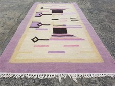 Vintage Traditional Handmade Moroccan Wool Multicolor Kilim 4.3x2.2 ft picture