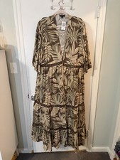 Torrid Women's Brooke Tropical Brown Crinkle Gauze Tiered Maxi Kimono Sz 2 NWT picture