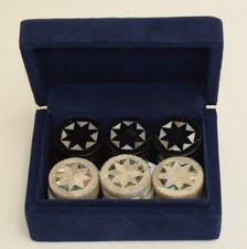 Handmade Mother of Pearl Inlay 30 Backgammon Set Chips checkers Disks Pieces picture