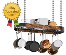31.7-Inch Hanging Pot Rack, Space-Saving Pot Hanger for Kitchen, Ceiling Pan Han picture