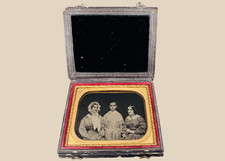 Quarter Plate Rehn Ambrotype of Three Female Sitters in Leatherette Presentation picture