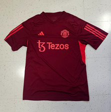 adidas Manchester United Soccer Jersey Burgundy Tezos Size L Slim Fit picture