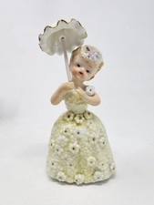 1950s Ardalt Parasol Girl Hand Painted Yellow Dress & Umbrella Japan 6241B picture