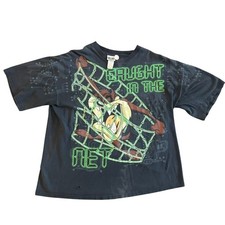 Vintage 1997 Looney Tunes Taz Caught in the Net All Over Print T-Shirt XL AOP picture