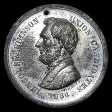 1864 Lincoln and Johnson 2nd Election Campaign Civil War Token Medal ---- #PP469 picture