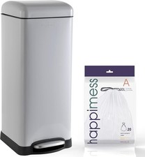 Happimess Betty 8 Gal Step Trash Can Soft-Close Lid Gloss Gray Steel Pedal picture