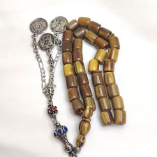 Antique German Genuine Sandalus Miscky Tasbih Misbaha 33 Beads Dabsourashi Praye picture