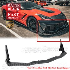 For Corvette C7 ZR1 Conversion Bumper 14-19 Matte Front Lip Splitter W/ Winglets picture