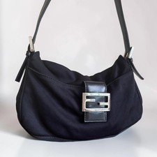 FENDI Mamma Baguette FF Nylon Shoulder Bag Black picture