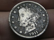 1911 Liberty Head V Nickel 5 Cent Piece- VF Details picture