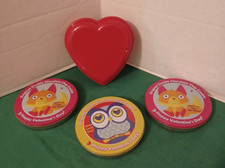 VTG Happy Valentine's Day Chocolate Cookie Empty Tins + Plastic Heart Container picture