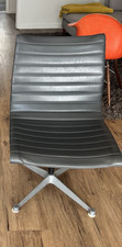 Vintage 1960s Eames Aluminum Group black leather side chair, West Hollywood picture