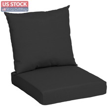 US Stock Mainstays Black Outdoor Deep Seat Cushion Set 2 Piece 45x22.75 picture