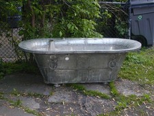 Antique Roman Style Tinned Metal Bath Tub picture