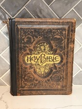 Antique Holy Bible KJV Revised Parallel Self Pronouncing 1892 Copyright picture