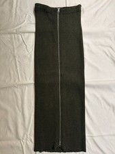 MM6 Maison Margiela 2018 Ribbed Knit Maxi Skirt Full Zip Dark Olive Size S picture