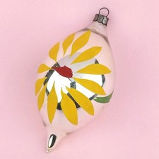Vtg Heim Teardrop Hand Painted Yellow Red Floral Lemon Drop US of A Silver 4.25