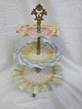 Mackenzie Childs Taylor 3 Tier Serving Stand Ceramic- Vintage RARE- EXCELLENT picture