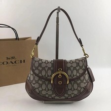 Coach CJ814 Soho Bag Signature Jacquard Maple Brown Shoulder Handbag picture