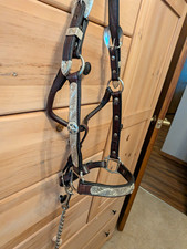 Tory Western Leather Show Halter Brown with Silver Engraved Plates, Full Size picture
