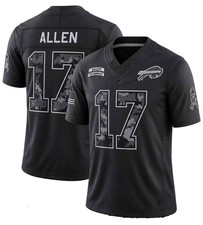 17 Josh Allen Black Bills 2026 Salute to Service 3D Printed Jersey S-5XL picture