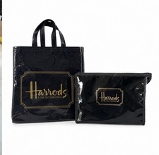 Vintage Harrods Knightsbridge Cosmetic & Mini Shopper Bag Set Y2K 1990s, 2 bags picture