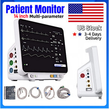 US Stock 14-inch Patient Monitor Vital Signs Monitor ECG NIBP SpO2 PR RESP TEMP picture