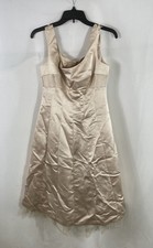 BCBG Women's Champagne Satin Tulle Hem Cocktail Dress Above Knee Size M NWT picture