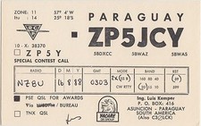 QSL CARD Amateur Radio 1988 PARAGUAY SOuth America picture