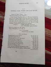 ☆1867 Horse Railroad Report CENTRAL PARK NORTH & EAST RIVER Roachs Foundry NYC picture