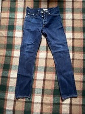 Gustin Raw Selvedge Denim Jeans Mens 32x33 #172 Slim Fit Dark Indigo EUC picture
