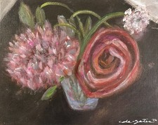 Original 8x10 Folksy Abstract Still Life Floral Painting Contemporary Flower Art picture