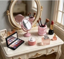 10 Pcs Set Miniature Dollhouse 1:6 Makeup Set Brushes Mirror Lipstick Eyeshadow picture