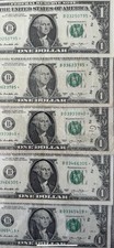 Fancy $1 Circulated Duplicate Lot Of 5 NYB Notes Year 2013 Mixed BEP picture