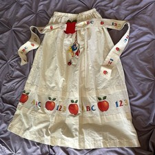 Vintage 60s Teachers Painted Cotton Maxi Skirt Rag Dolls Women’s With Belt S picture