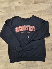 Champion Oregon State Beavers Crewneck Sweatshirt Black Tackle Twill Cut Collar picture