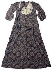 Calypso St Barth Maxi Dress Womens S Black Blue Print Soutache Boho Caftan NWT picture