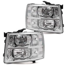 Headlight Set 07-13 Silverado 1500 07-14 2500HD 3500HD Clear Lens Chrome Housing picture