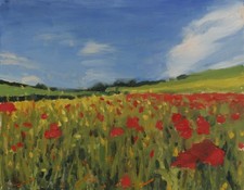 Poppy Field Art Original Hand Painted Oil Painting 8x10 Landscape Impressionism picture
